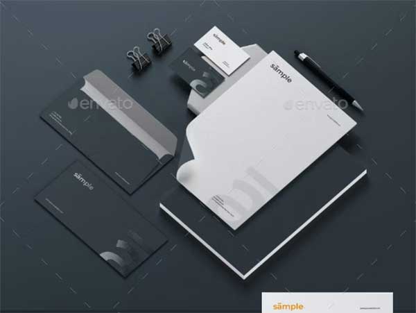 Black Stationery Branding Mockup