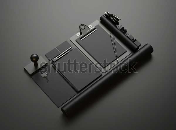 Black Stationery Identity Elements Mockup Set