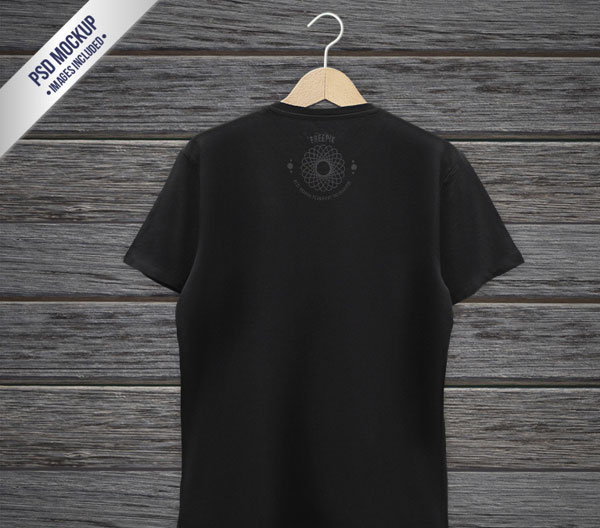 Black T-shirt Back Mockup Free