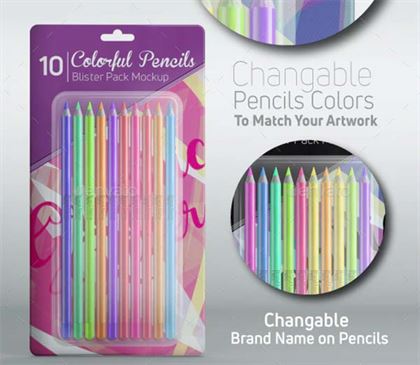 Blister Card Pencils Mockup