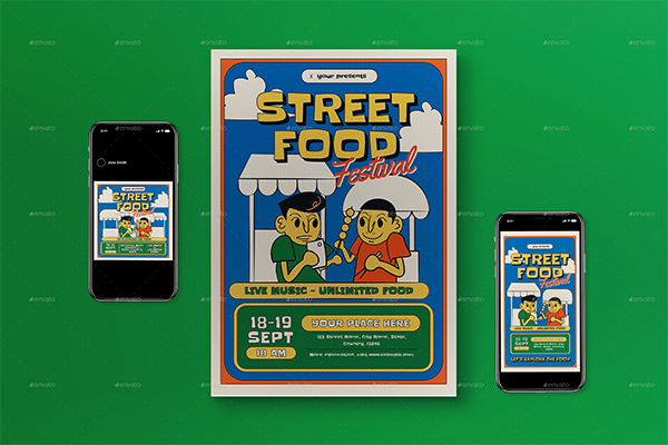 Fast Food Truck Hipster Menu Street Food Festival Design