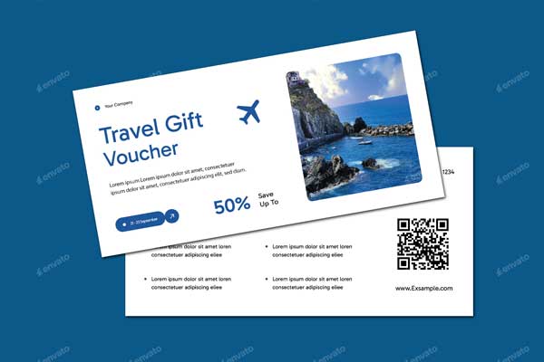 Blue Modern Travel Gift Voucher