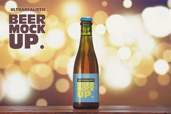 Blurred Lights Beer Ad Mockup