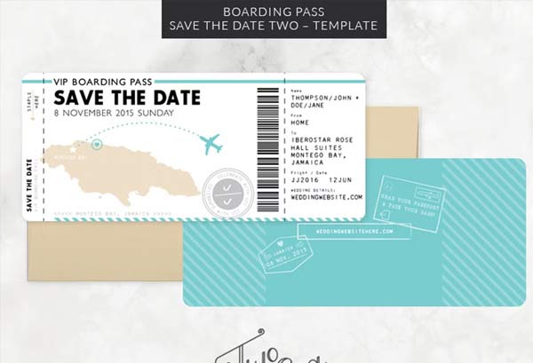 Boarding Pass Save the Date Template