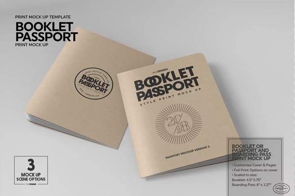Booklet Passport Print Mockup