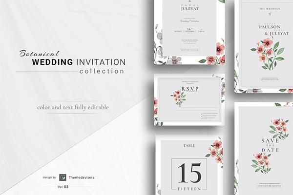 Botanical Wedding Invitation Suite