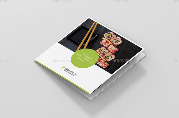 Japanese Food Sushi Tri-Fold Square Brochure
