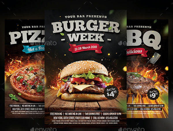 Burger Steak Pizza Flyer Bundle