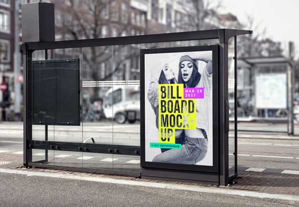 Bus Stop Billboard Free MockUp