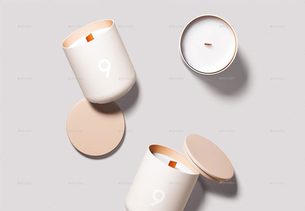 Candle Glass and Box Packaging Mockup