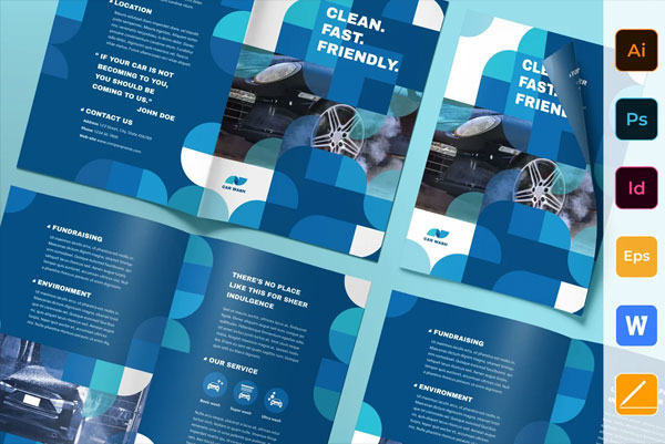 Car Wash Brochure Bifold Template