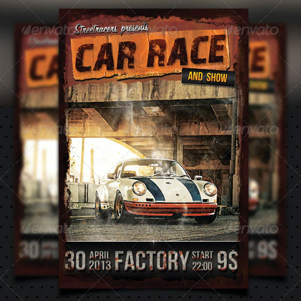 Car Night Race Flyer Templates