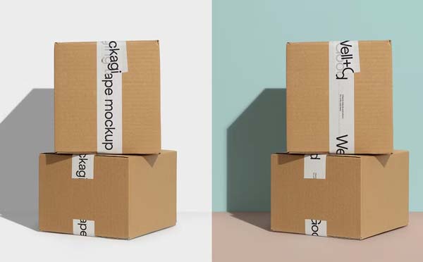 Cardboard Box Mockup PSD Download