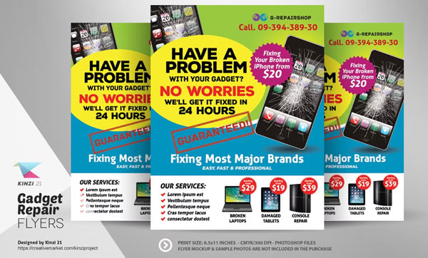 Cellular Gadget Repair Flyer Templates