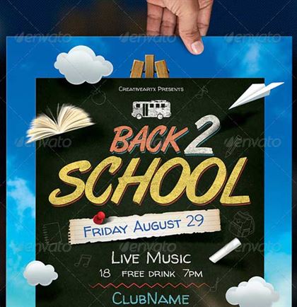 Chalkboard Back to School Flyer PSD Template