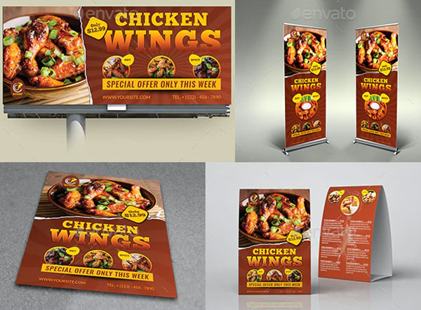 Checken Wings Restaurant Advertising Flyer Bundle