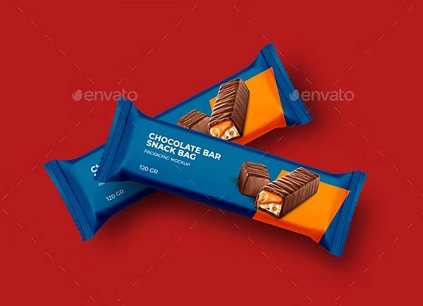 Chocolate Bar Snack Packaging Mockup