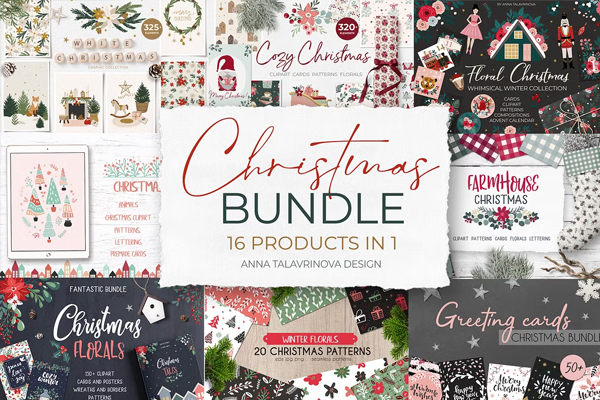Christmas Clipart Pattern Bundle