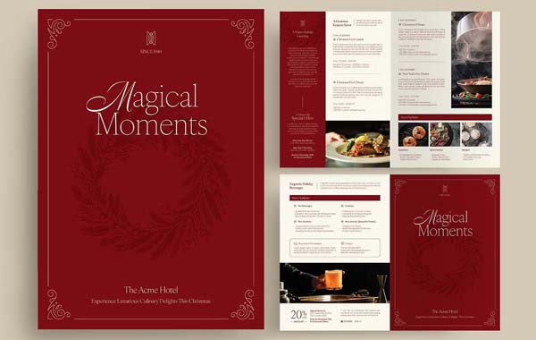 Christmas Dinner Mini Brochure Templates