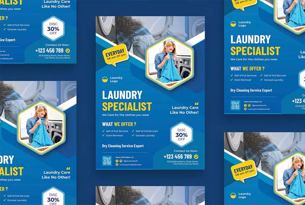 Clean Printable Laundry Flyer Templates