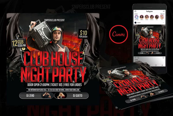 Club House Night Party Event Banner