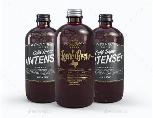 Amber Glass Bottle Mockup Design