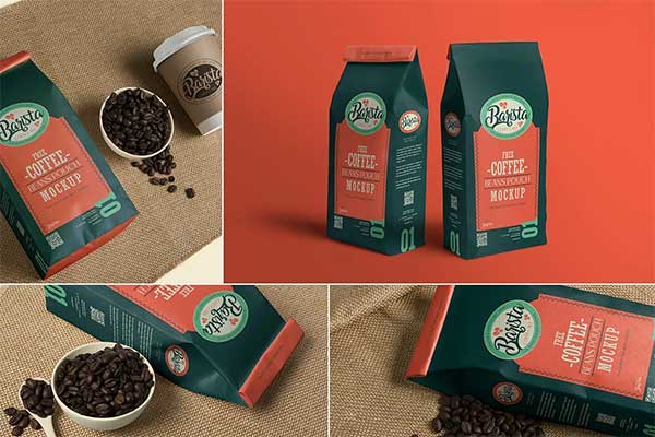 Coffee Pouch Packaging Mockups PSD Template