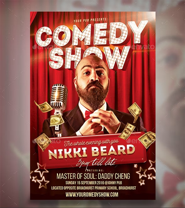 Comedy Show Flyer PSD Design