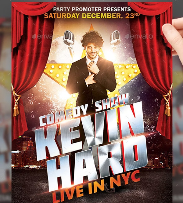 Comedy Show Flyer PSD Template Design