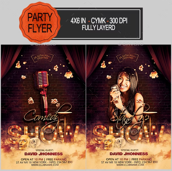 Comedy Show Flyer Template PSD