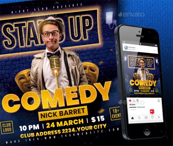 Comedy Show Flyers PSD Template