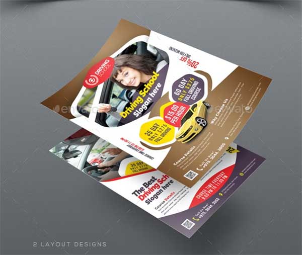 Cool Driving School Flyer Template