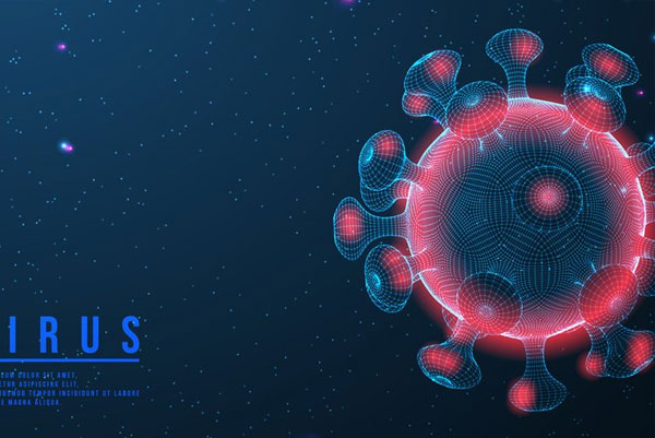 Coronavirus COVID-19 on a Blue Futuristic