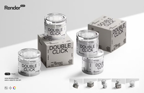 Cosmetic Jar and Box Mockup Set