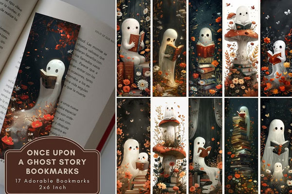 Cute Ghosts Reading Bookmarks Designs
