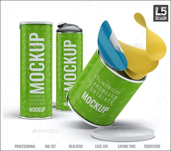 Cylindrical Cardboard Box Mock-Up