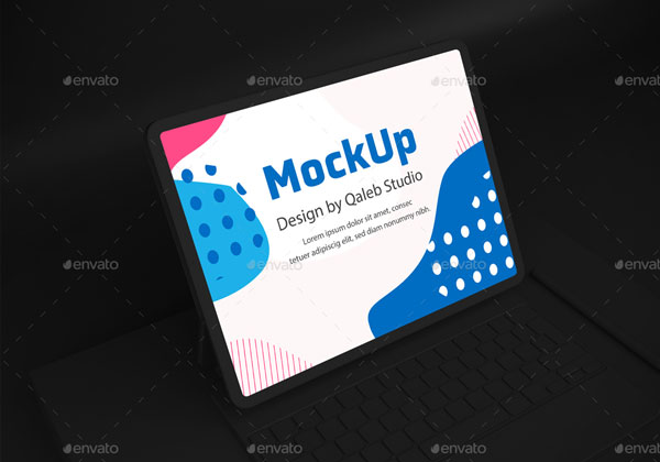 Dark Tablet Pro & Magic Keyboard Mockup