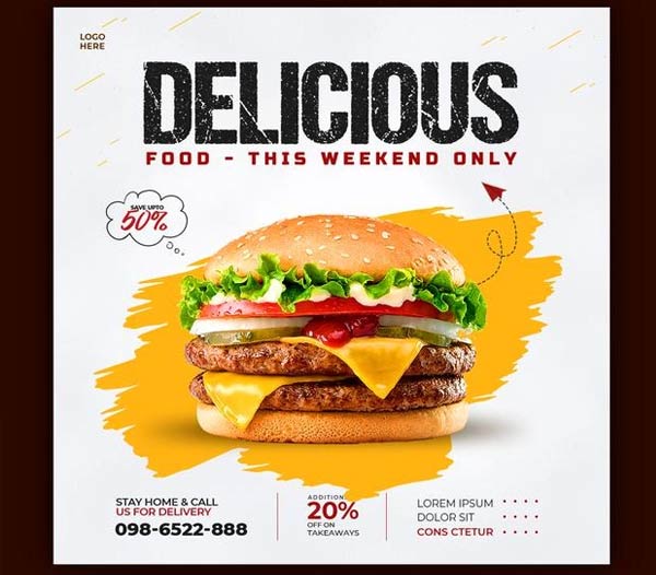 Delicious Food Social Media Banner Free Psd Template