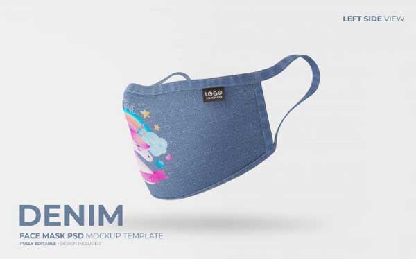 Denim Face Mask Mockup Free Psd