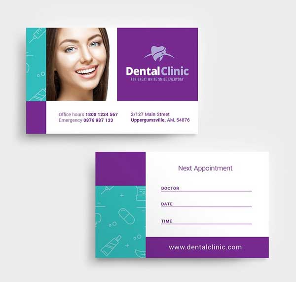 Dental Clinic Appointment Card Templates