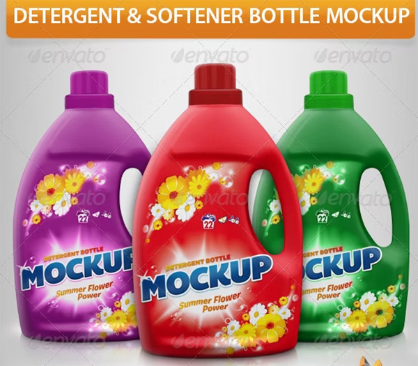 Detergent & Softener Bottle Mockup