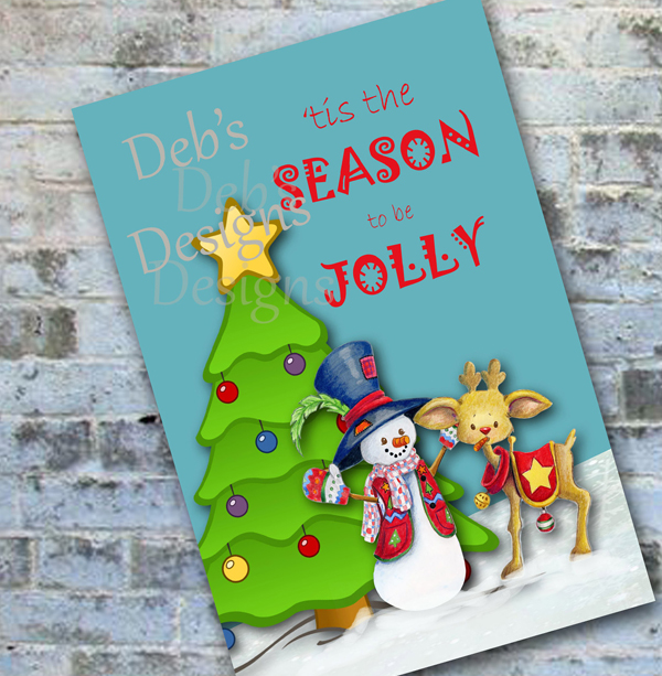Digital Snowman Christmas Card