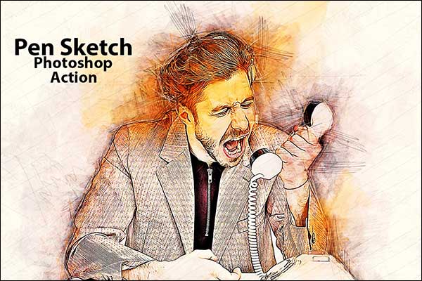 Digital Pen Sketch Photoshop Actions