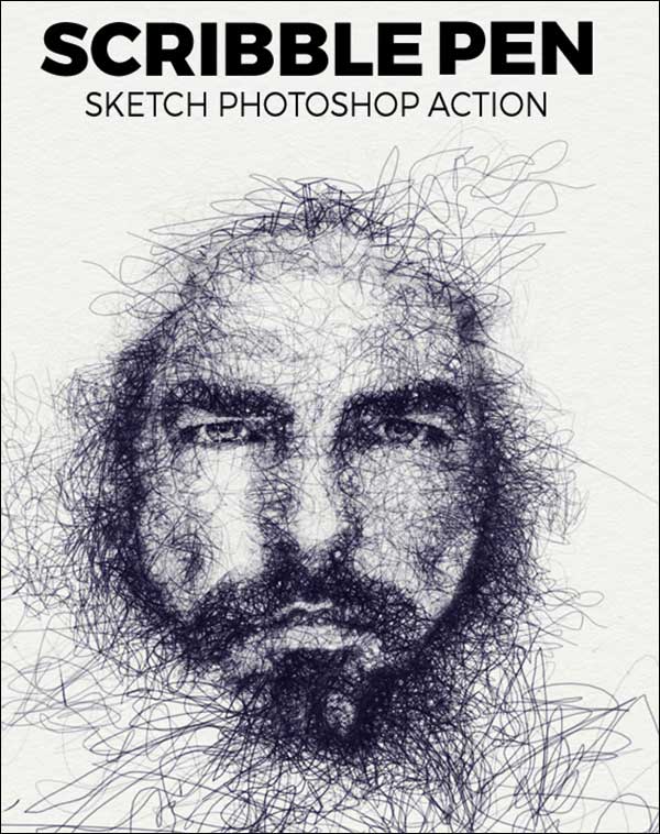 Digital Scribble Pen Sketch Photoshop Action