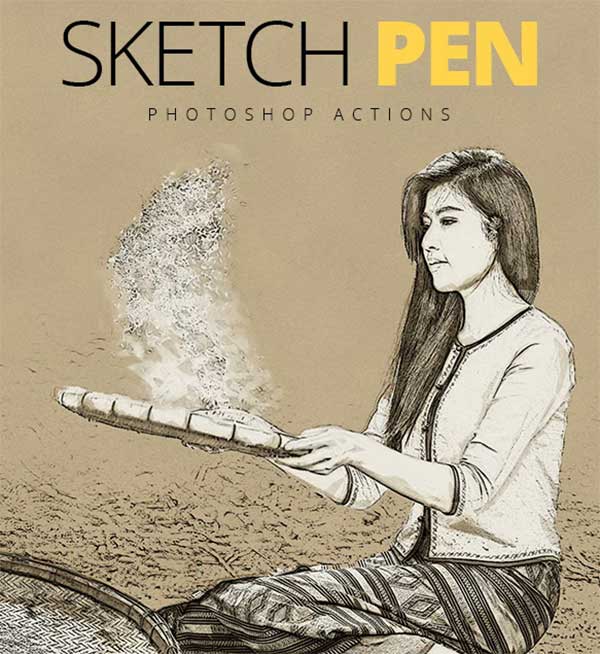 Digital Sketch Pen - Photoshop Actions