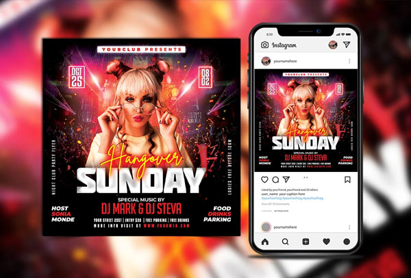 Dj Night club Party Instagram Template