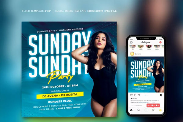 Dj Sunday Party Instagram Template