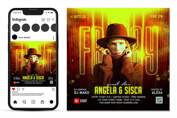 Dj flyer and Instagram template