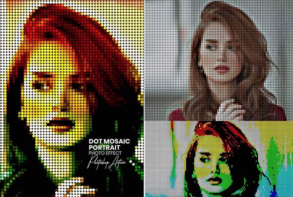 Dot Mosaic Portrait Photoshop Actions Download