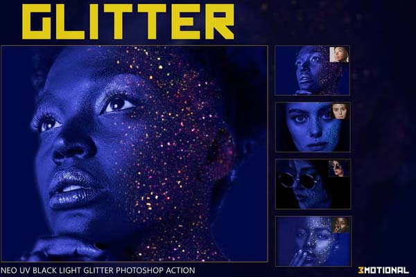 Download Black Light Glitter Photoshop Actions